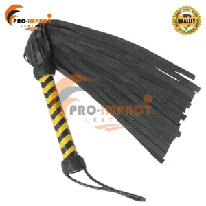 Genuine Black Cow Hide Thick Leather 25 Soft Tassels Heavy Duty Handmade Flogger - Picture 1 of 8
