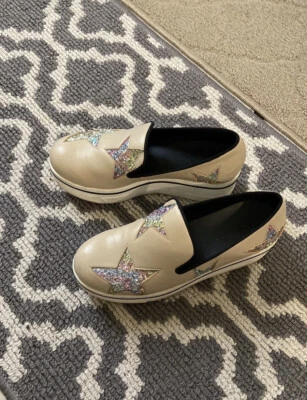 STELLA MCCARTNEY BEIGE CUERO ESTRELLA PLATAFORMA BINX BRILLO ESTRELLA CUÑAS 36 Foto 1 de 4