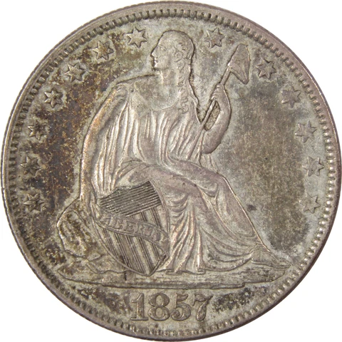 1857 Seated Liberty Half Dollar AU About Uncirculated Silver SKU:I319 Cover