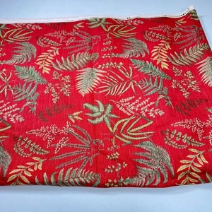 vintage waverly upholstery fabric red tropical cotton 55x69 1.9 yards - Picture 1 of 14