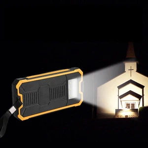 Fast Charging 20000mAh Solar Power Bank with Dual USB Ports & Flashlights Yellow - Picture 1 of 12