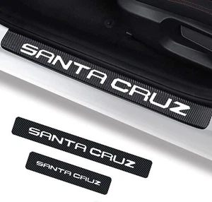 4Pcs Santa Cruz Door Sill Protector Reflective 4D Carbon Fiber Sticker White  - Picture 1 of 3