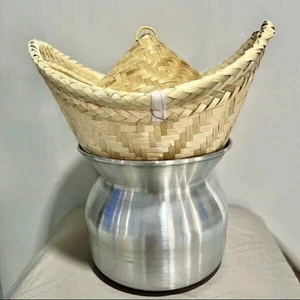 1 Set Aluminum Steamer Pot Sticky Rice Cooker Bamboo Basket Thai Cooking - Picture 1 of 3