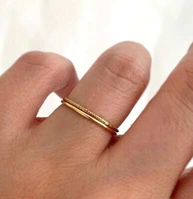 Thin Gold Ring, Gold Ring, Gold Ring Set, Gold Stack Ring, Simple Gold Ring, 14k - Image 1 of 4