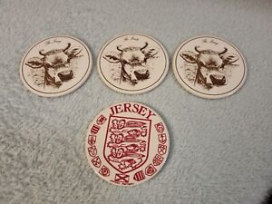 Jersey Pottery 'The Jersey' Coasters x3 + 1 Other with Coat of Arms