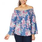 NWT DG2 By Diane Gilman Womens Off-the-Shoulder Floral Print SoftCell Top 720415