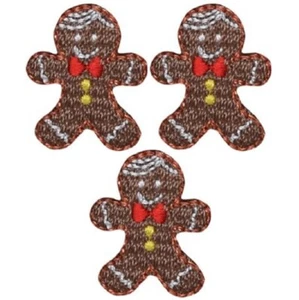 Mini Gingerbread Man Applique Patch - Christmas Cookie 7/8" (3-Pack, Iron on) - Picture 1 of 1