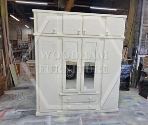 HANDMADE AYLESBURY 2 DRAWER QUAD WARDROBE WITH TOPBOX IN IVORY (NOT FLATPACKED) - Picture 1 of 13