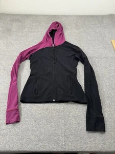Lululemon Womens Black Pink Full Zip Hooded Jacket Size 6 Stretch Gym Yoga - Picture 1 of 9