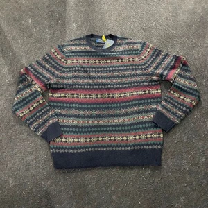 POLO RALPH LAUREN Fair Isle maglione lana uomo taglia M blu navy - Foto 1 di 10