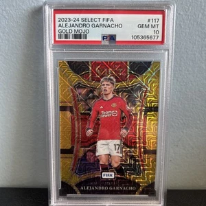2023-24 Select FIFA Gold Mojo #117 Alejandro Garnacho 5/10 Mezzanine PSA 10 GEM - Picture 1 of 2