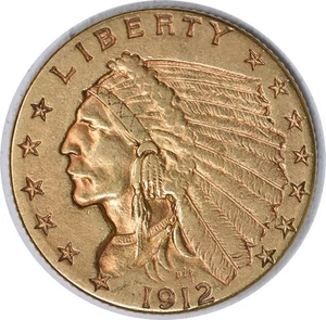 1912 $2.50 Gold Indian EF Uncertified #1028 - Picture 1 of 2