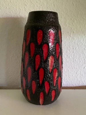 Scheurich Vase Keramik Strawberry rot schwarz Fat Lava WGP Vintage Modell 203-26 - Bild 1 von 4
