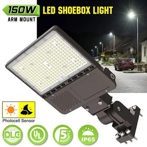 150W LED Parking Lot Light Commercial Shoebox Street Area Lighting Dusk to Dawn - Picture 1 of 12