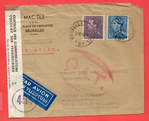 Belgien Hafer Zensur Brief nach USA 1946 - Bild 1 von 2