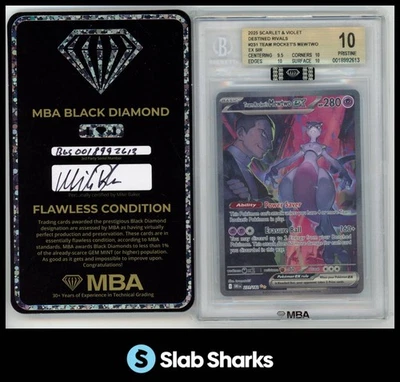 Pokémon Dri #231/182 Team Rocket's Mewtwo Ex Sir BGS 10 MBA impecable 2025 Foto 1 de 4