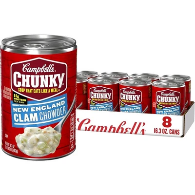 Campbell’s Chunky Soup, New England Clam Chowder, 16.3 Oz Can (Case of 8) - Image 1 of 4