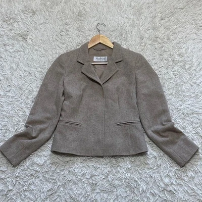 MAXMARA Wool Angora Blazer Tailored Jacket Beige Greige Women L Size From Japan - Image 1 of 4