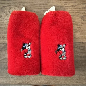 Lot Of 2 Vintage Disney Mickey Mouse Plush Golf Club Head Cover Red Black - Picture 1 of 6