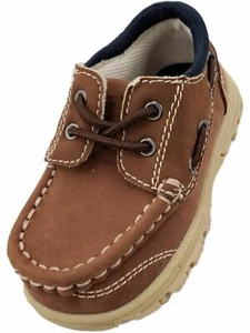 Toddler Boys Brown Loafers Laced Boat Shoe Kids Shoes Slip-On - Picture 1 of 1