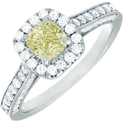 Anillo de compromiso de diamantes certificado por GIA de oro de 18 k de lujo amarillo de 2,25 quilates corte cojín Foto 1 de 4