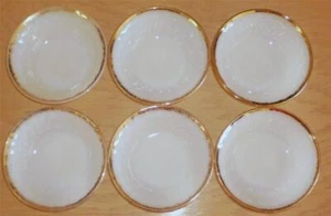 6 Anniversary Gold Rim Swirl Small Fruit/Dessert Bowls Hocking Fire King 50's - Picture 1 of 3
