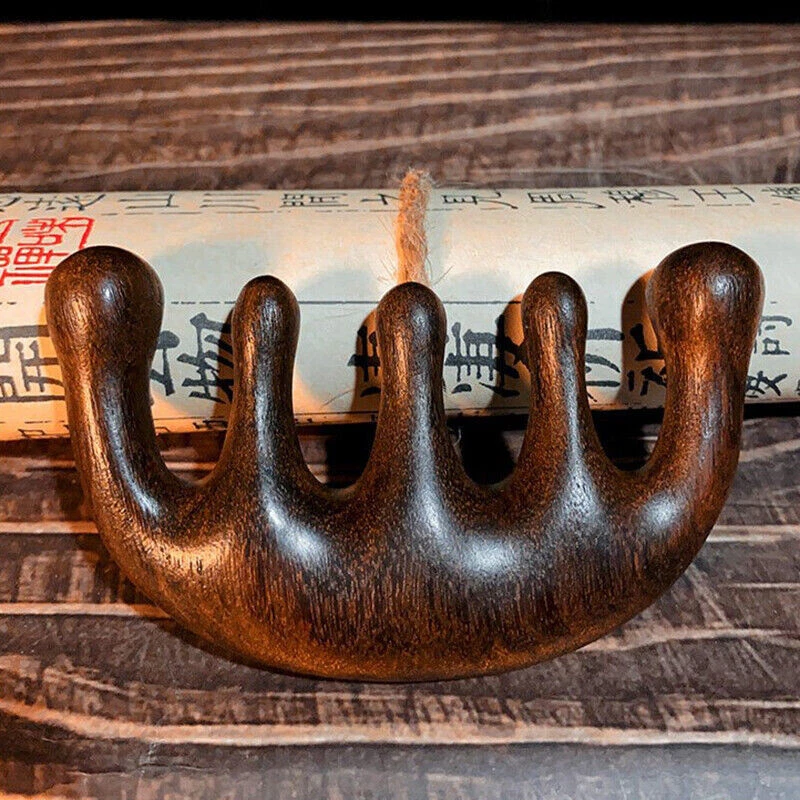 Hair Head Meridian Neck Fac Massage Comb Sandalwood Wide Tooth Anti-static Cojo - Image 1 of 4