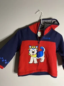 VTG Alaska Baby 4T Husky Dog Zip Up Jacket Hoodie Red Embroidered - Picture 1 of 5