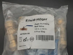 Set Of 5, ½”x ½” EFIELD Push Fit Ball Valve w/Disconnect Clip, Model B087N86VKH - Picture 1 of 4