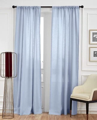 Sky Blue Linen Curtain Set Two Panel Custom Size Linen Curtain Bohemian Curtains - Image 1 of 4