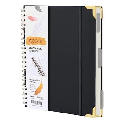  Spiral Notebook 8.5 x 11 Hardcover Notebook for Work, 300 Pages Leather Black - Image 1 of 4