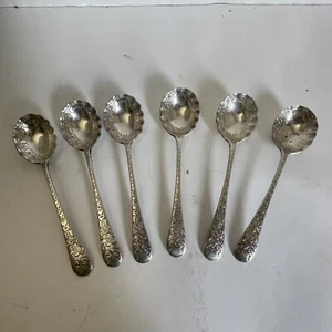 6 cucchiaini da torta dessert piatto argento gelsomino Rodd antichi ornati - Foto 1 di 9
