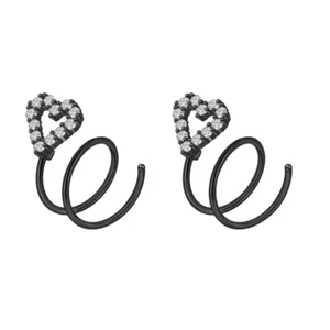 2pcs Double Hoop Earrings for Single Piercing 316L Steel Twisted Nose Rings 20G - Picture 1 of 26