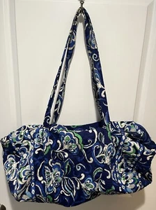 Vera Bradley Blue Green Floral Retired Large Duffle Weekender Travel Bag - Picture 1 of 6