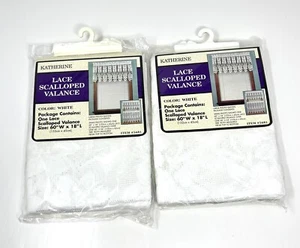 Katherine White Lace Scalloped Valance Topper Lace Swag Curtain 60X18" Set of 2 - Picture 1 of 5