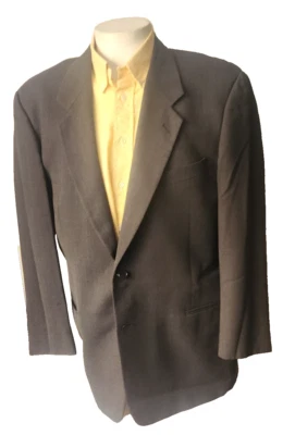 Mani Italy Saks 5th Ave Mens  44R Two Button Green Black Birdseye Blazer - Image 1 of 4