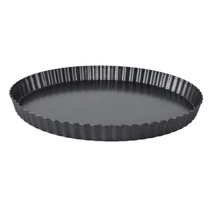 12 Inch Round Fluted Tart Pan Carbon Steel Pie Plate with Removable Bottom - Picture 1 of 9