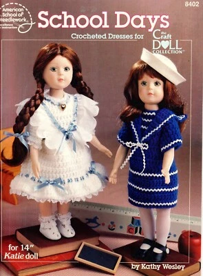 School Days Crocheted Dresses for 14" Katie Doll by Kathy Wesley #8402 - Изображение 1 из 2