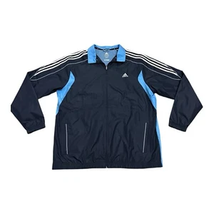 Adidas ClimaProof Track Jacket Men 2XL Athletic Blue White Stripe Full Zip Lined - Picture 1 of 14