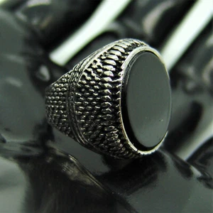 Fashion Ring  8mm Signet Men/Women Onyx BLACK Stone size 6-13 #22 - Picture 1 of 7