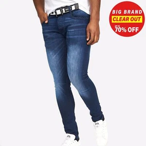 Crosshatch Barbeck Mens Classic Fashion Casual Slim Fit Jeans Dark Wash - Picture 1 of 3