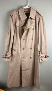 Vintage Burberry Trench Coat Mens 46L Beige Double Breasted Jacket Classic Nova - Picture 1 of 15