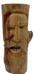 Wood Hand Carving Of Old Man With Beard Folk Art 7 1/2” Tall Figurine Artist BC - Picture 1 of 5
