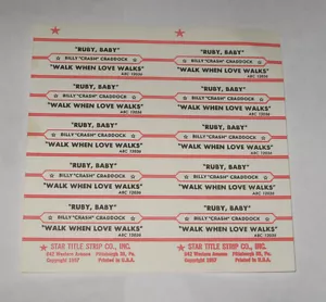 Billy Crash Craddock Full Sheet 10 Jukebox Title Strips Ruby Baby Walk When Love - Imagen 1 de 1