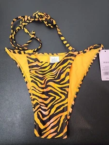 Womens Strappy Cheeky Bikini Bottom Wild Fable Orange & Black Tiger Size X Small - Picture 1 of 10