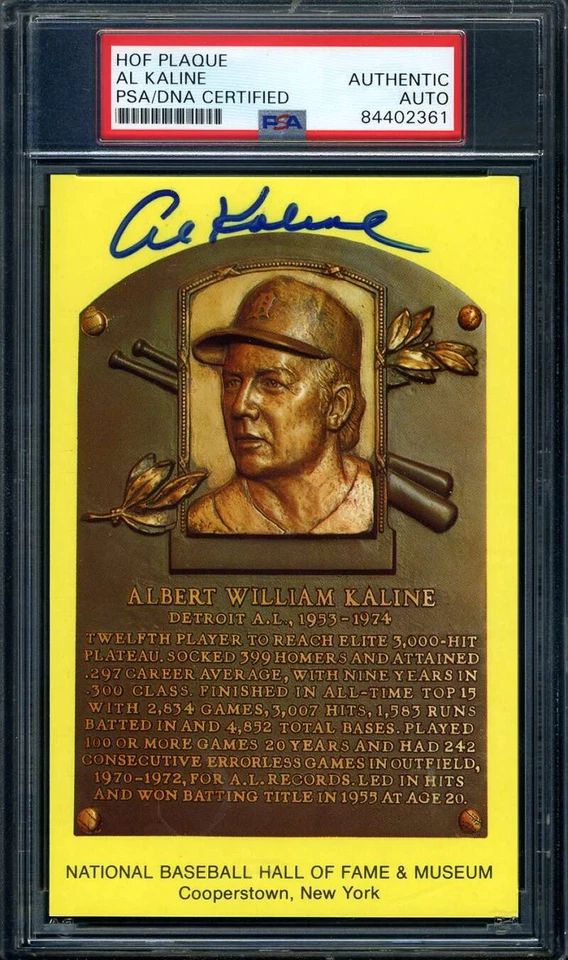 Al Kaline PSA DNA Coa Signed Gold Hall Of Fame Postcard Autograph - Image 1 of 1