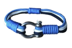 Nautical Bracelet By Columbus Nautic Made of Yachting Rope Blue White Blue - Picture 1 of 8