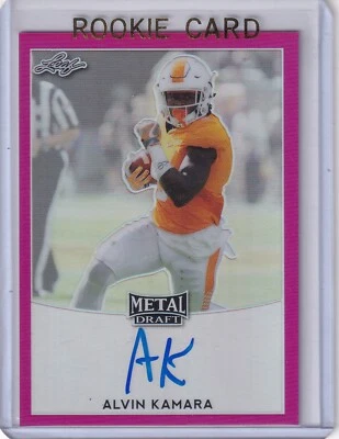 Alvin Kamara 2017 Leaf Metal Draft Pink Holo Rc On Card Auto 15/20 - Image 1 of 2