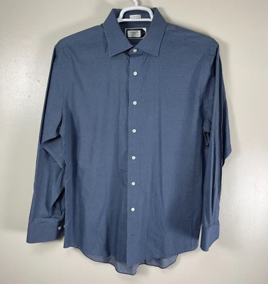 Lorenzo Uomo The Perfect Fashion Shirt Men Trim Fit Long Sleeve Size 34-35 Blue - Image 1 of 4