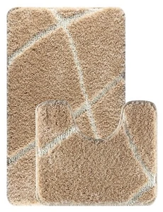 Lujoso juego de alfombras de baño gruesas con brillo peludo lavable de 2 piezas, Astec - Imagen 1 de 30